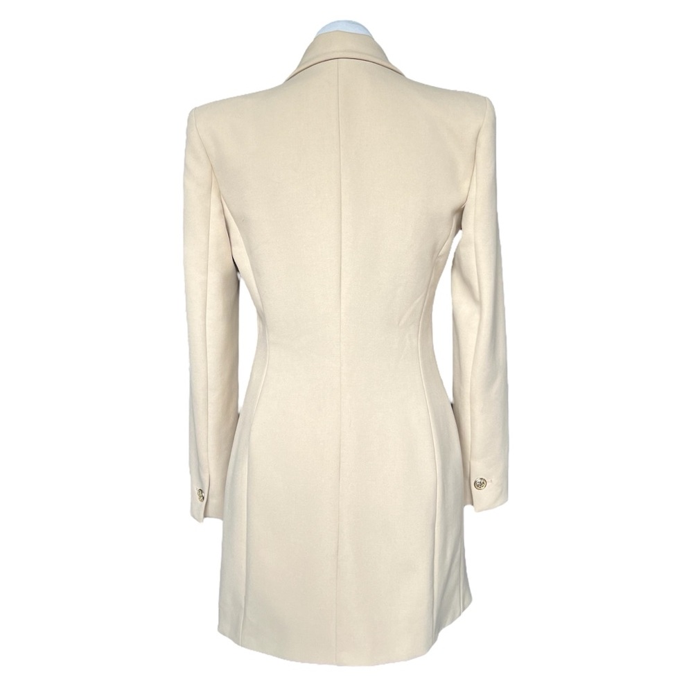 Zara Long Blazer with Single Gold Button Women’s Size Small Tan Beige - Picture 6 of 10